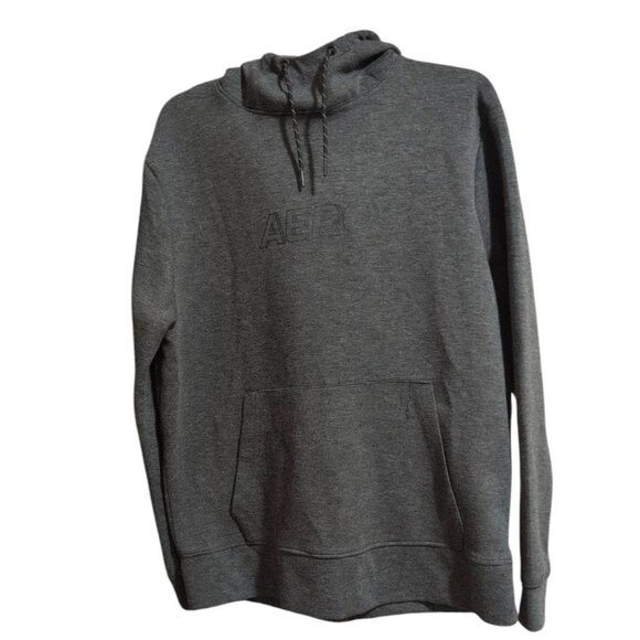Aeropostale Hoodie Gray Pullover with Kangaroo Pocket Funnel Cozy Warm Sweater - Picture 1 of 7